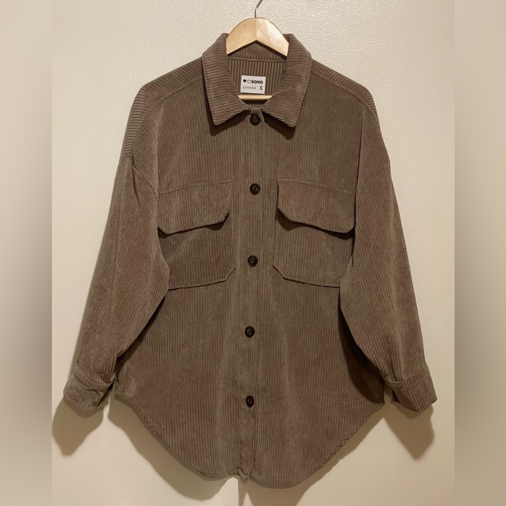 Ci Sono Brown Corduroy Casual Shacket